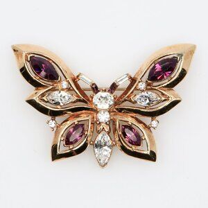 Vintage Trifari Alfred Philippe Butterfly Brooch Gold Toned Trifanium 1950s
